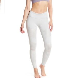 ALO Yoga white full length mid rise moto leggings stretchy athletic workout mist